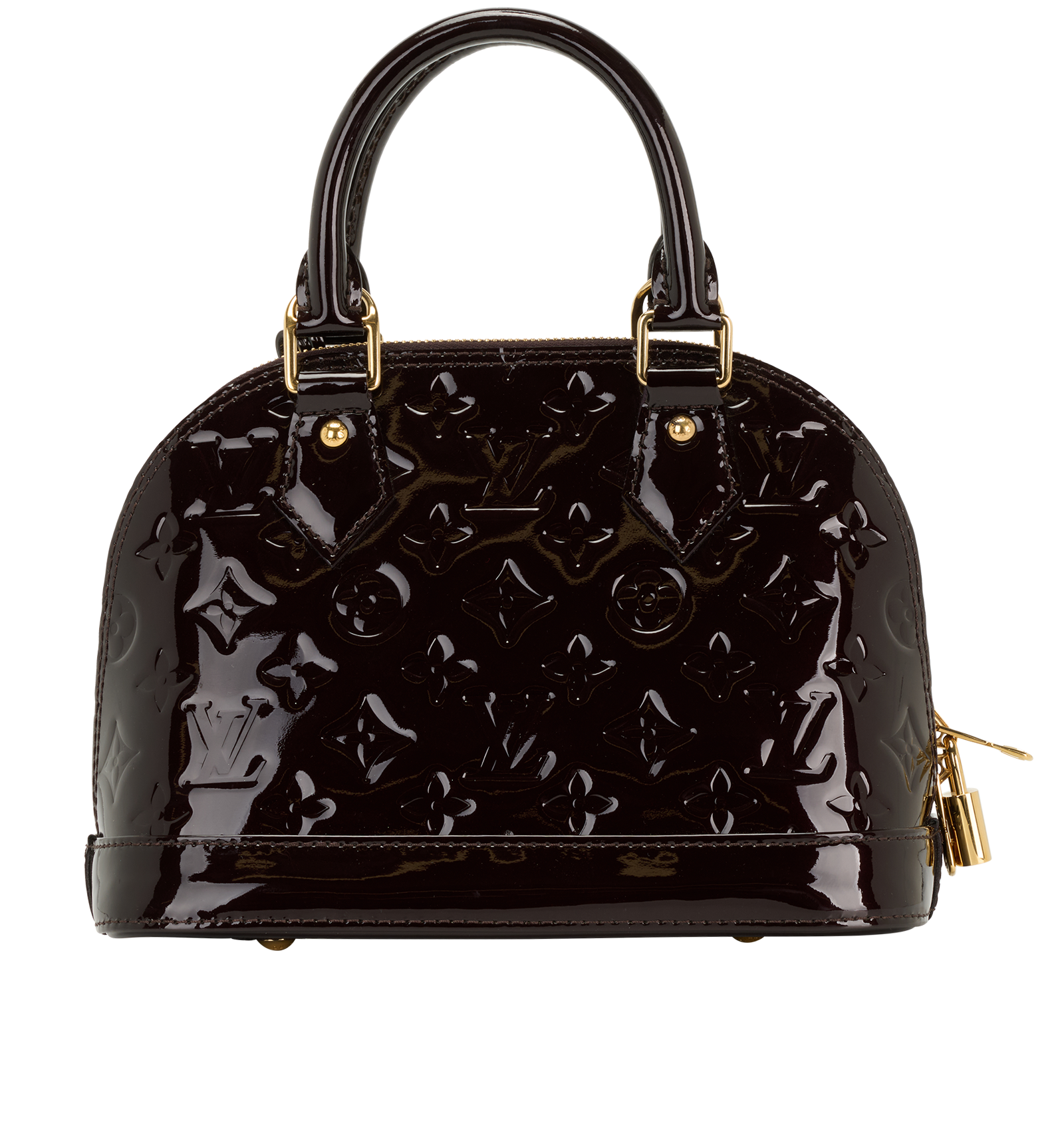 Alma BB, &pound;850, Handbags, Burgundy, Patent Leather, Back view